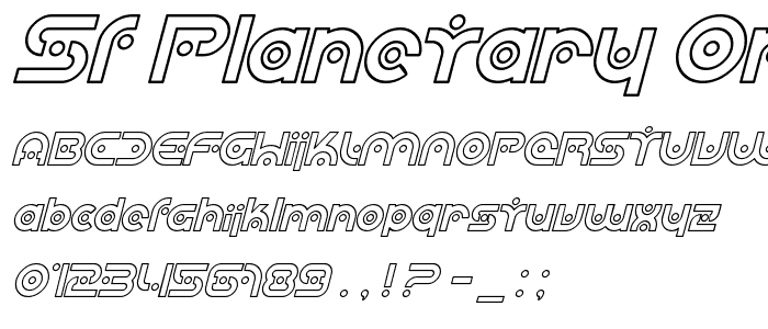 SF Planetary Orbiter Outline Italic font
